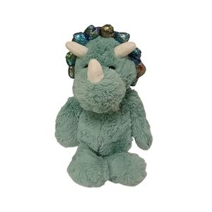 Linzy Teal Plush Triceratops dinosaur Dino Lovey  Stuffed Animal 14in